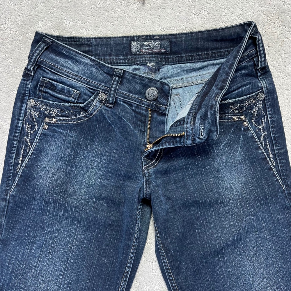 Silver Jeans Womens 28x33 Suki 17" Mid Rise Bootcut Dark Wash Denim Selvedge